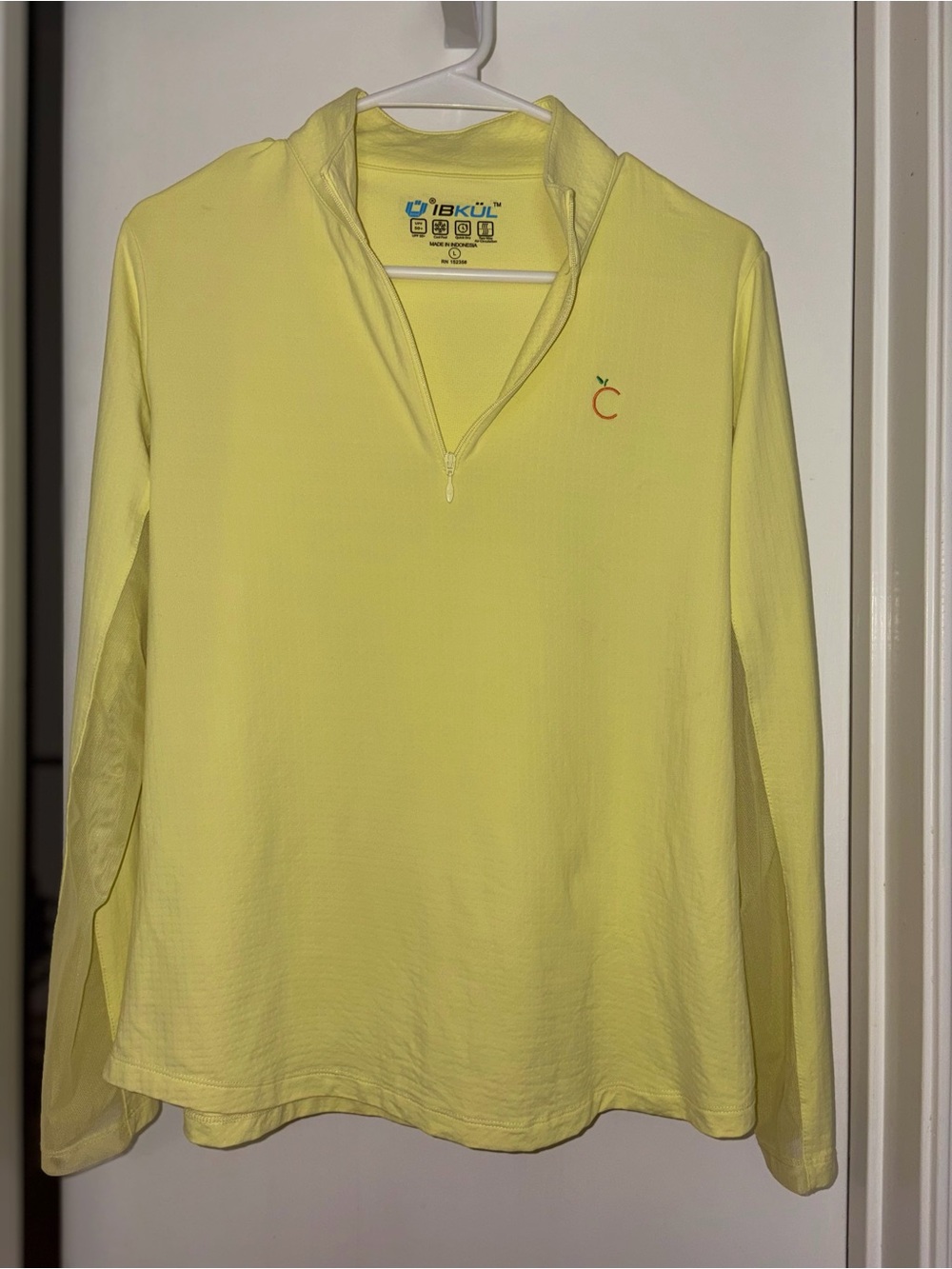 IBKUL IceFil Womens L Quarter Zip Sun Shirt Yellow Long Sleeve Golf UPF 50